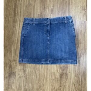 Ann Taylor LOFT Mini‎ Skirt Denim Pockets Button Size 6